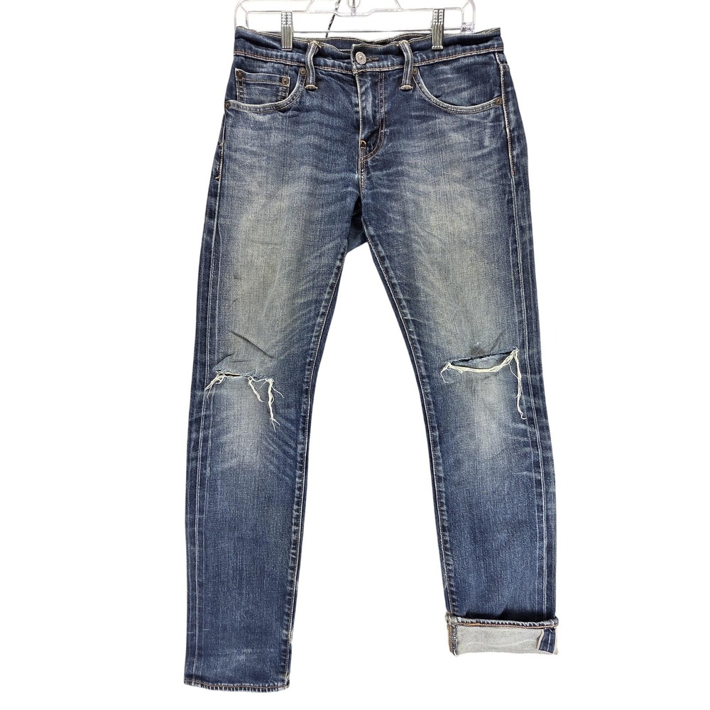 Levis 511 Jeans Mens‎ 29x32 Blue Selvedge Thrashed Whiskers Honeycomb Zip Fly